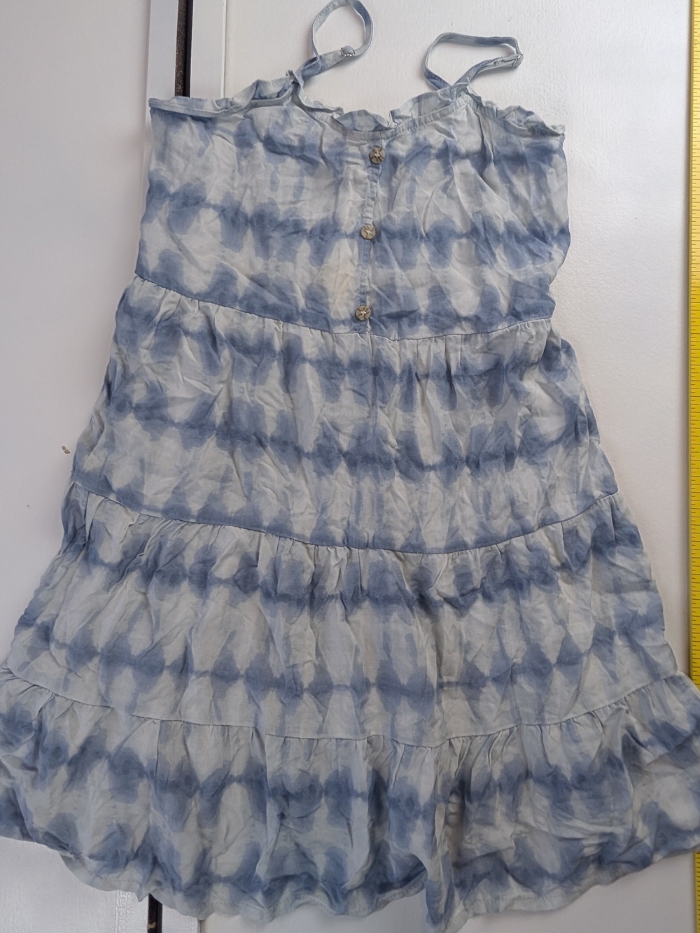 Light Blue Tie-Dye Tiered Summer Dress